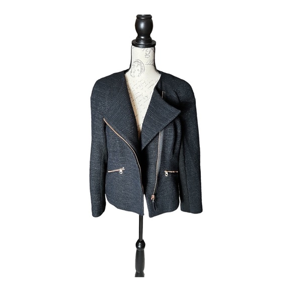 Ted Baker London Ayeleen Textured Jacket Black Tweed Size 3 Medium - Picture 7 of 16